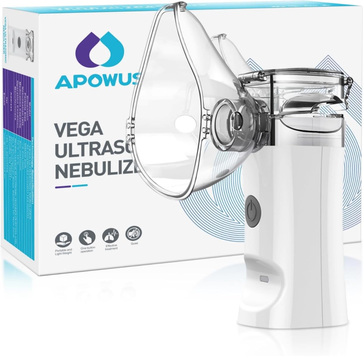 Portable Nebulizer - Handheld Mesh Nebulizer for Breathing Problems, Portable Nebulizer with Mouthpiece, Kids and Adults Mask of Replacement Accessories APOWUS