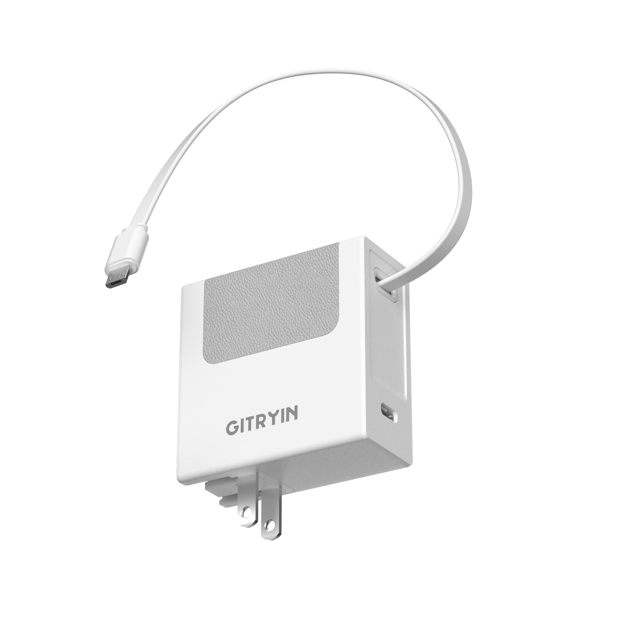 Gitryin 40W GaN Retractable USB Wall Charger, 33.5in Micro Cable, 1 USB C
