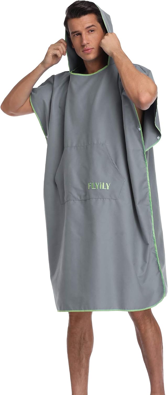FLYILY Changing Towel Poncho Hooded light weight Microfiber surf wetsuit changing with pocket - Image 4