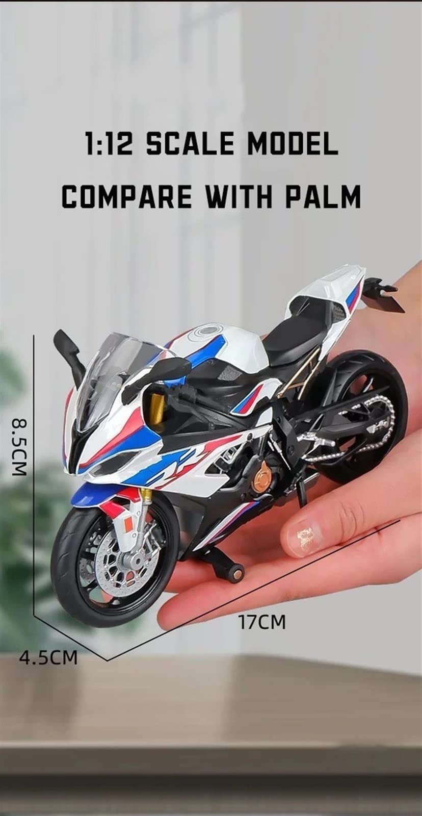 Modello 1:12 Per BMW S1000RR In Lega Modello Di Auto Diecast Giocattoli Per I Ragazzi Regalo Compleanno Per Collezione(White)