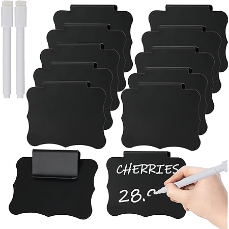 Bofanze 16-teiliges Etikettenhalter Set - Abnehmbare Korb-Clips Mit Löschbaren Stiften