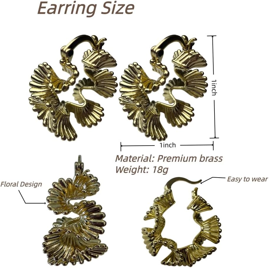 Circle Flower Earrings for Women, Alloy Floral Dangle Earrings, Vintage Boho Flower Circle Earrings for Party Wedding Daily Wear Gift（Gold） - Image 5