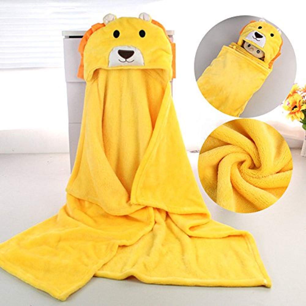Asciugamano con Cappuccio per Bambini Coperta con Cappuccio in Pile Corallo Swaddle Wrap Animale in Stile per Bambino Piccolo