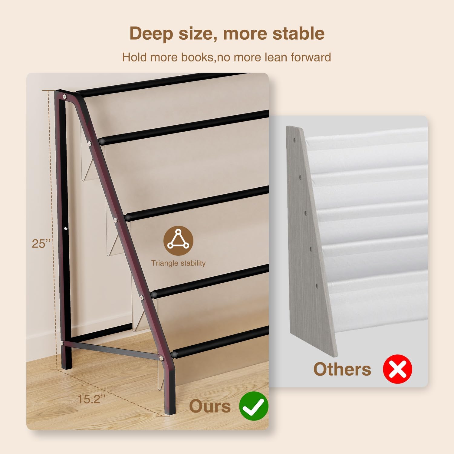 High-Transparent 4 Tier Kids Bookshelf, Sturdy Metal Large Size Book Rack Storage for Kids (Black)