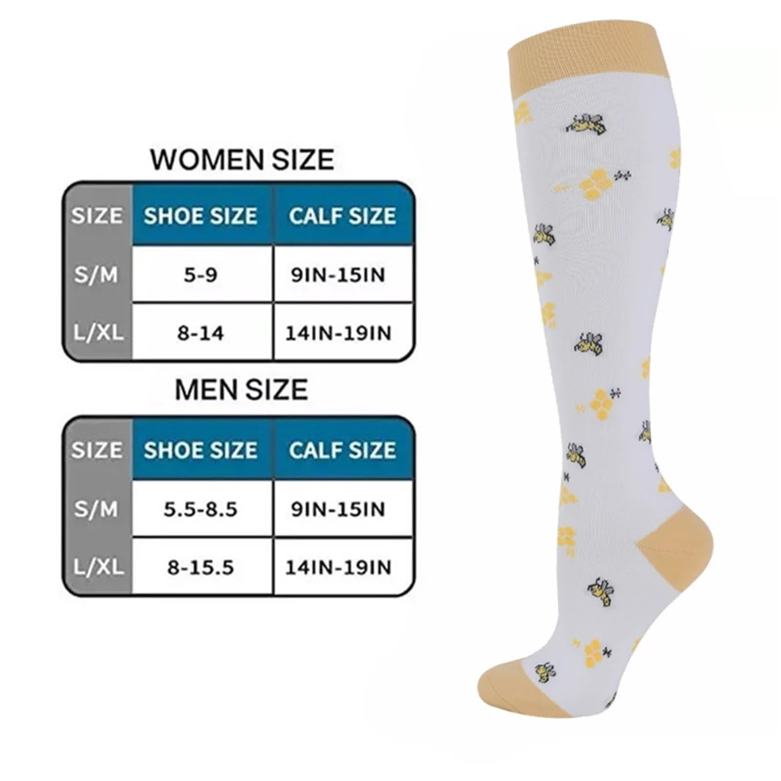 Calcetines de compresión for ciclismo deportivo al aire libre, medias elásticas for comprimir, calcetines de pierna con presión for enfermera, venas varicosas hinchadas, 3/6 pares