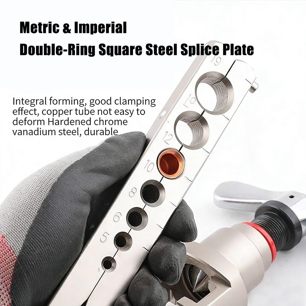 Kupfer Bördelwerkzeug, 45° Taumelbördelgerät, Klimaanlage Bördelgerät, Metrisch Zöllig 6-19mm 1/4"-3/4" Bördelgerät, für Kupfer, Messing, Aluminiumrohre(5-19mm)