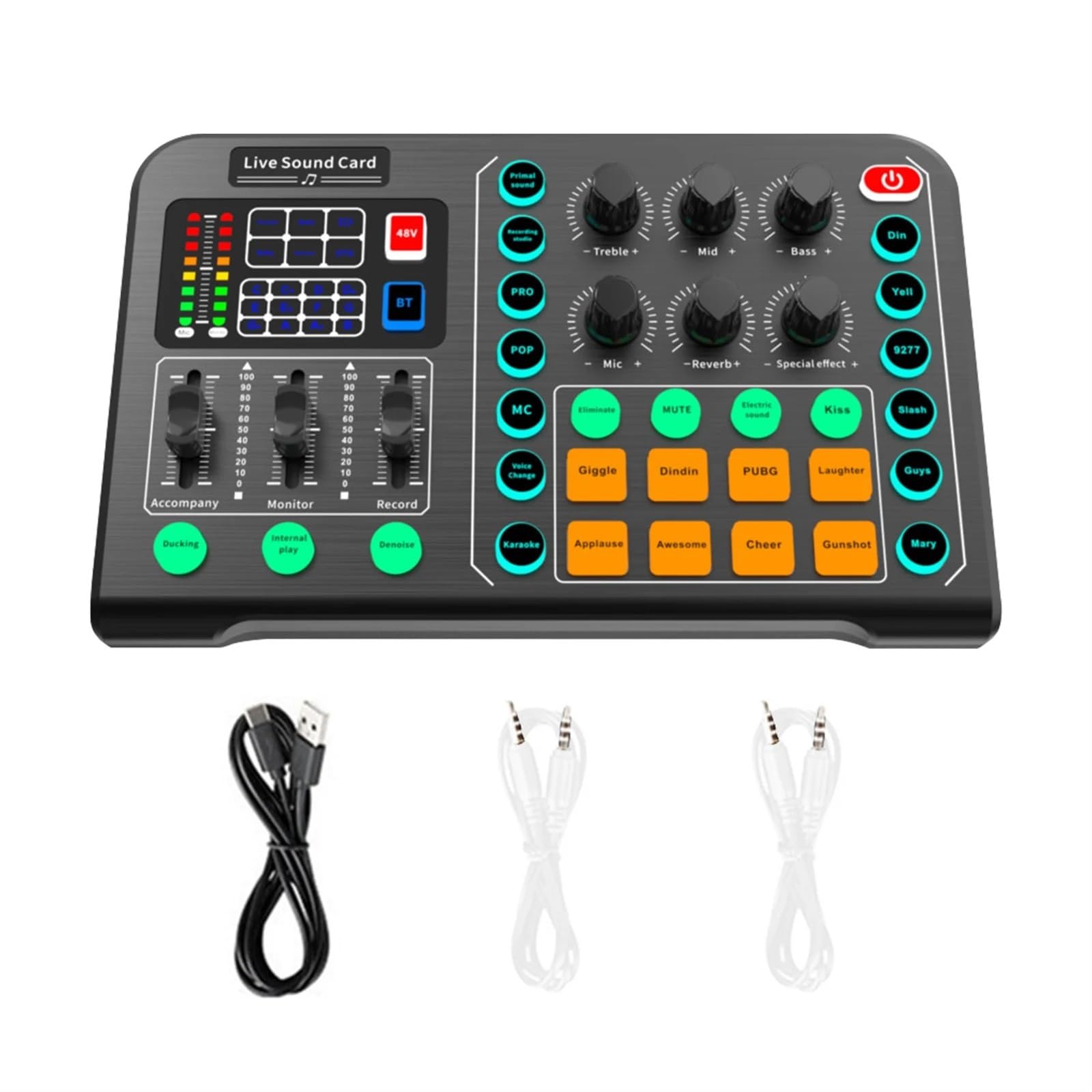 Mesa de Mezclas, Control de volumen, reverberación for juegos, for Streaming, DJ, Home, KTV, portátil, inalámbrico, profesional, tarjeta de sonido en vivo, cambio de voz