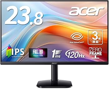 Amazon.co.jp: Acer モニター 23.8インチ フルHD 非光沢 IPS 120Hz 1ms