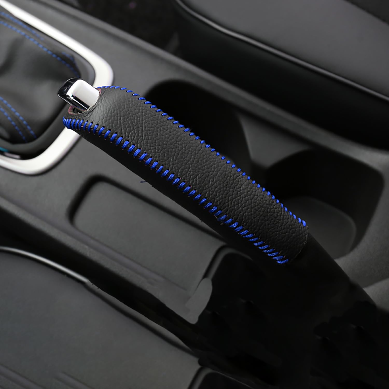 Car Leather Gears Hand Brake Cover for Benz Class E W211 Classe CLS,Leather Gears Handbrake Cover Car Interior Accessories,Blue