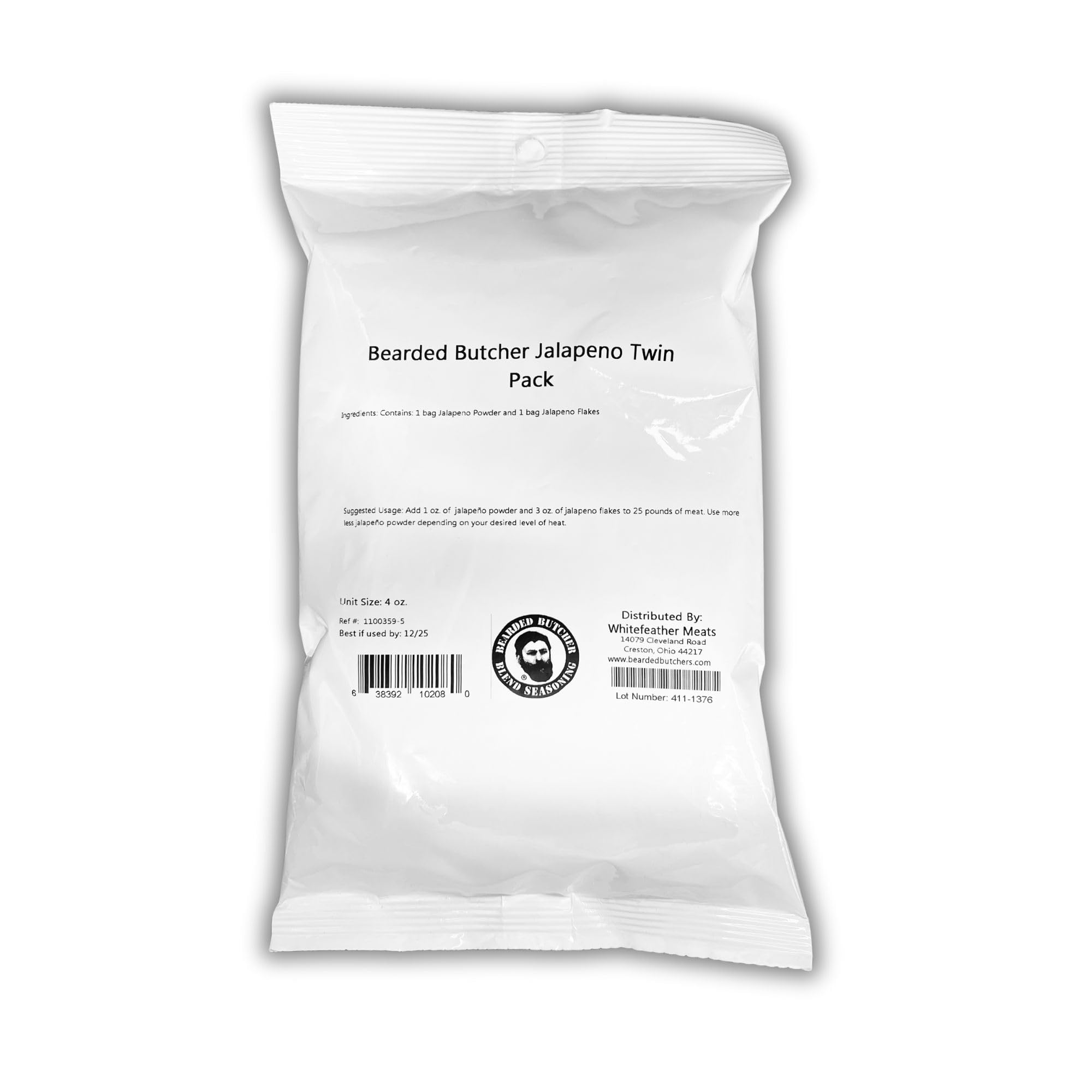 Bearded Butchers Dried Jalapeño Powder & Flakes Twin Pack, 4oz – All-Natural, No Fillers – Perfect for DIY Meat Processing: Jalapeño Cheddar Brats, Summer Sausage, Snack Sticks, Smokies & More