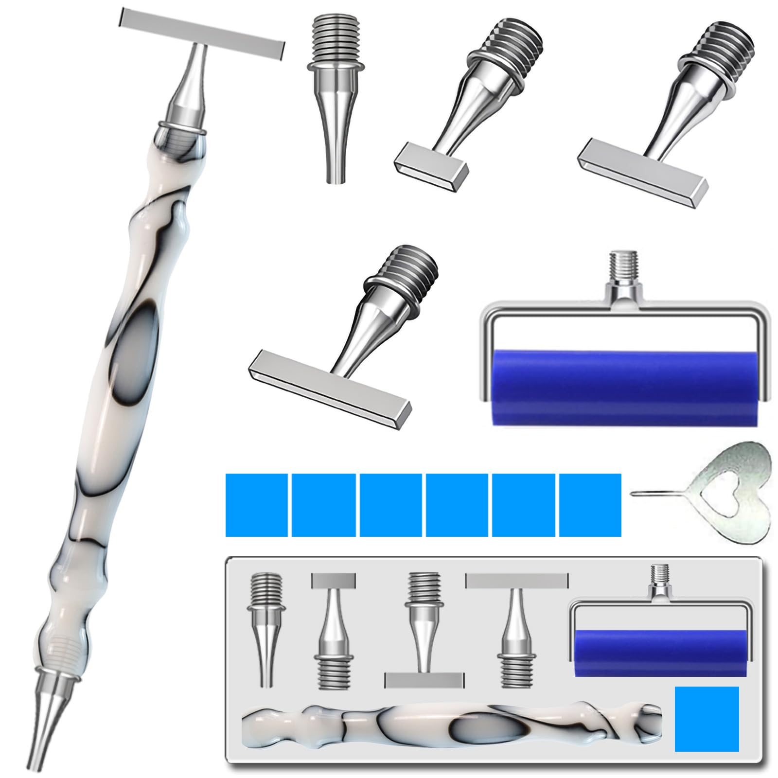 LEIYULY 13PCS Thin Diamond Art Pens, with 1,3,6,9 Thin Stainless Steel Nibs
