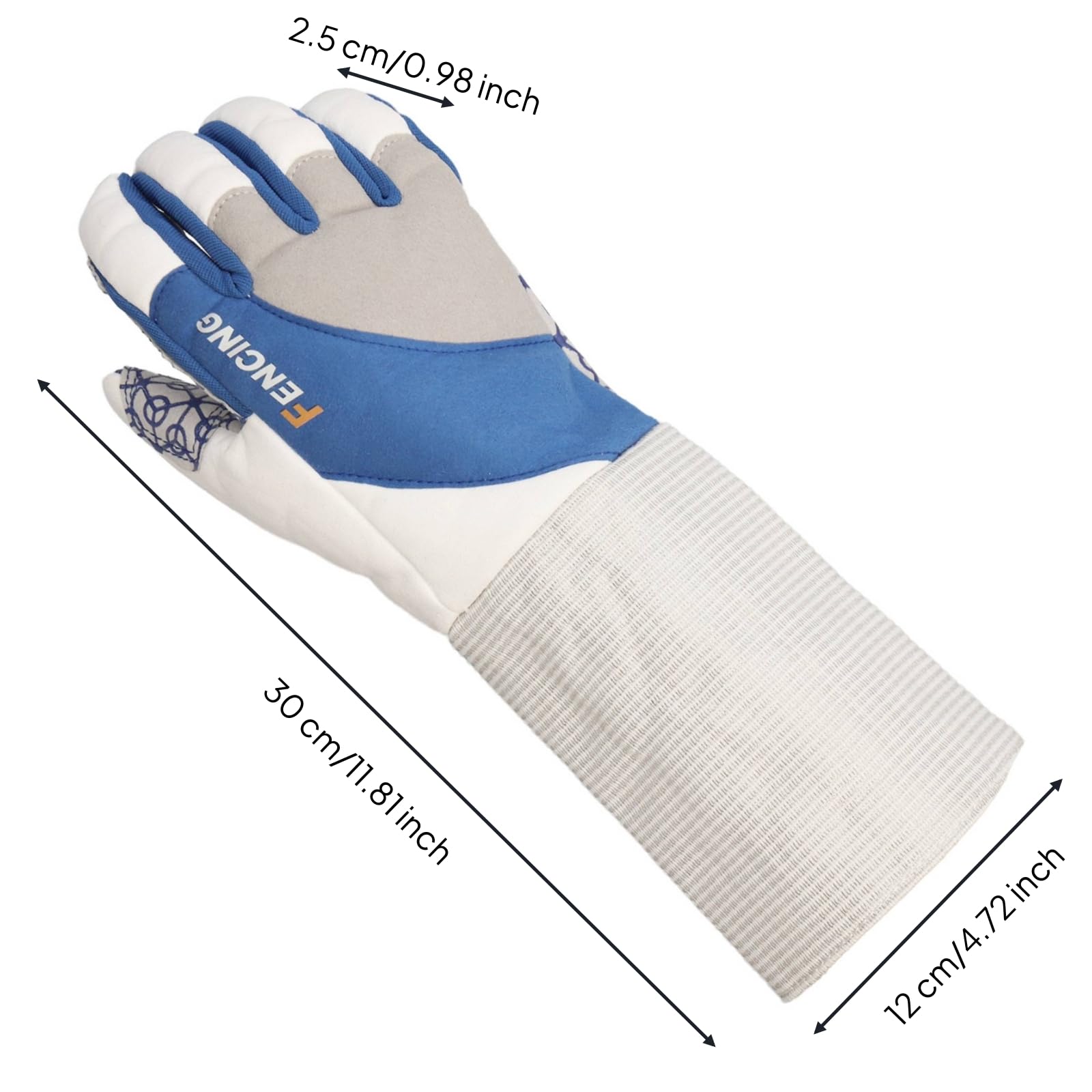 Fecht Handschuh Fechthandschuh Handschutz Sporthandschuh Schutzhandschuh mit Segmentierten Fingern für Hohe, M, Blauer Ritter Blume/Schwerer Handschuh M-Größe - Rechte Hand