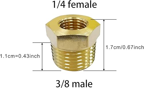 Miniatura 4 de Midanya Tubo hembra de 14 pulgadas x 38 pulgadas macho de latón adaptador reductor adaptador de manguera de aire, adaptador de tubo de metal, 2