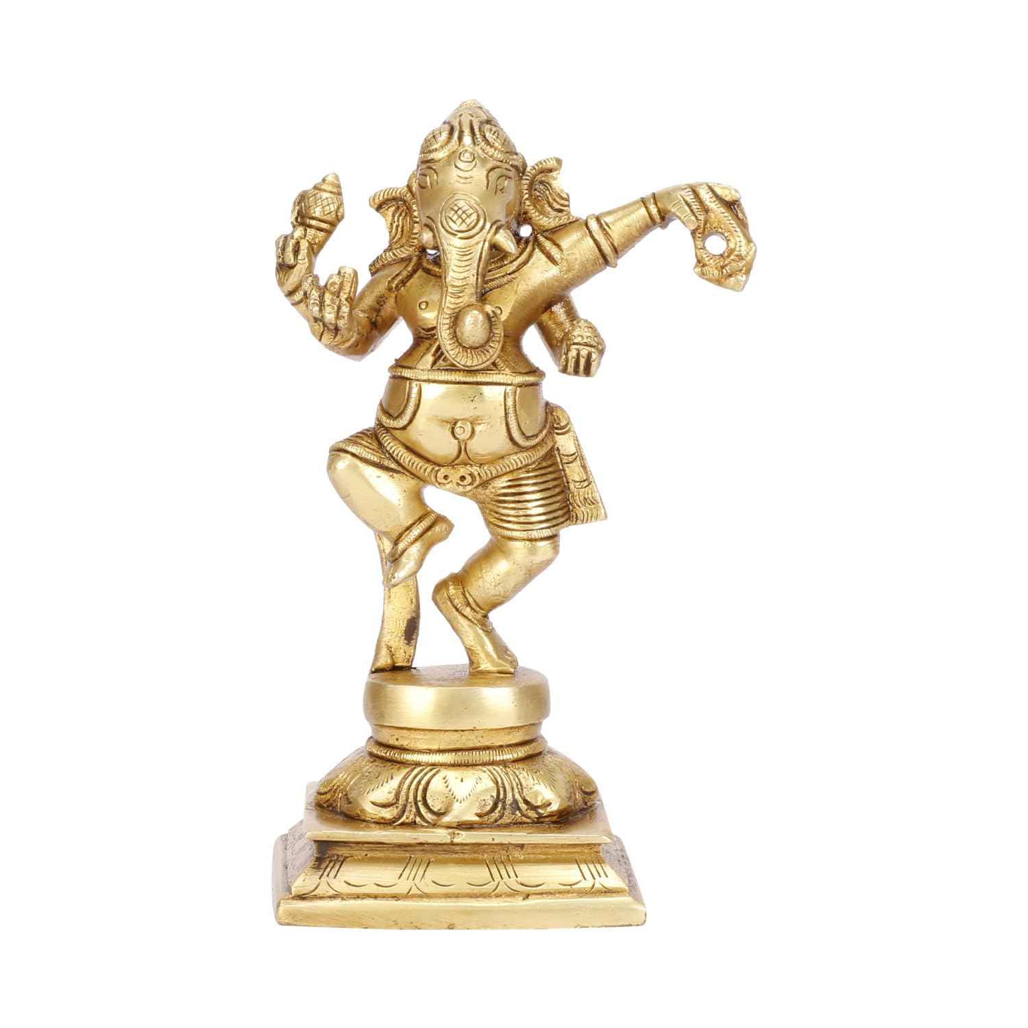 Idolo decorativo in ottone di Ganesha danzante per il tempio domestico, statua di Ganesha per la casa, statua del Signore Ganesha, dimensioni - 15 cm