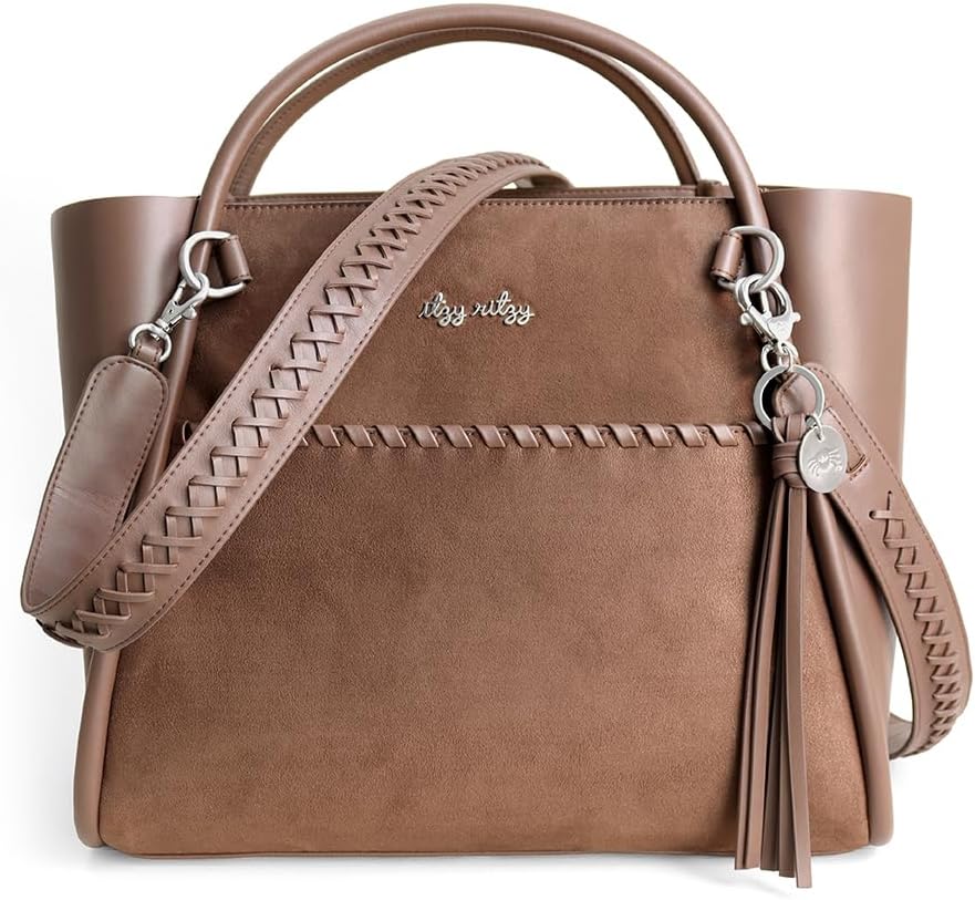 Itzy Ritzy Boss Tote Diaper Bag – Vegan Leather Tote with Stroller Straps, Changing Pad, Shoulder Straps & Tassel