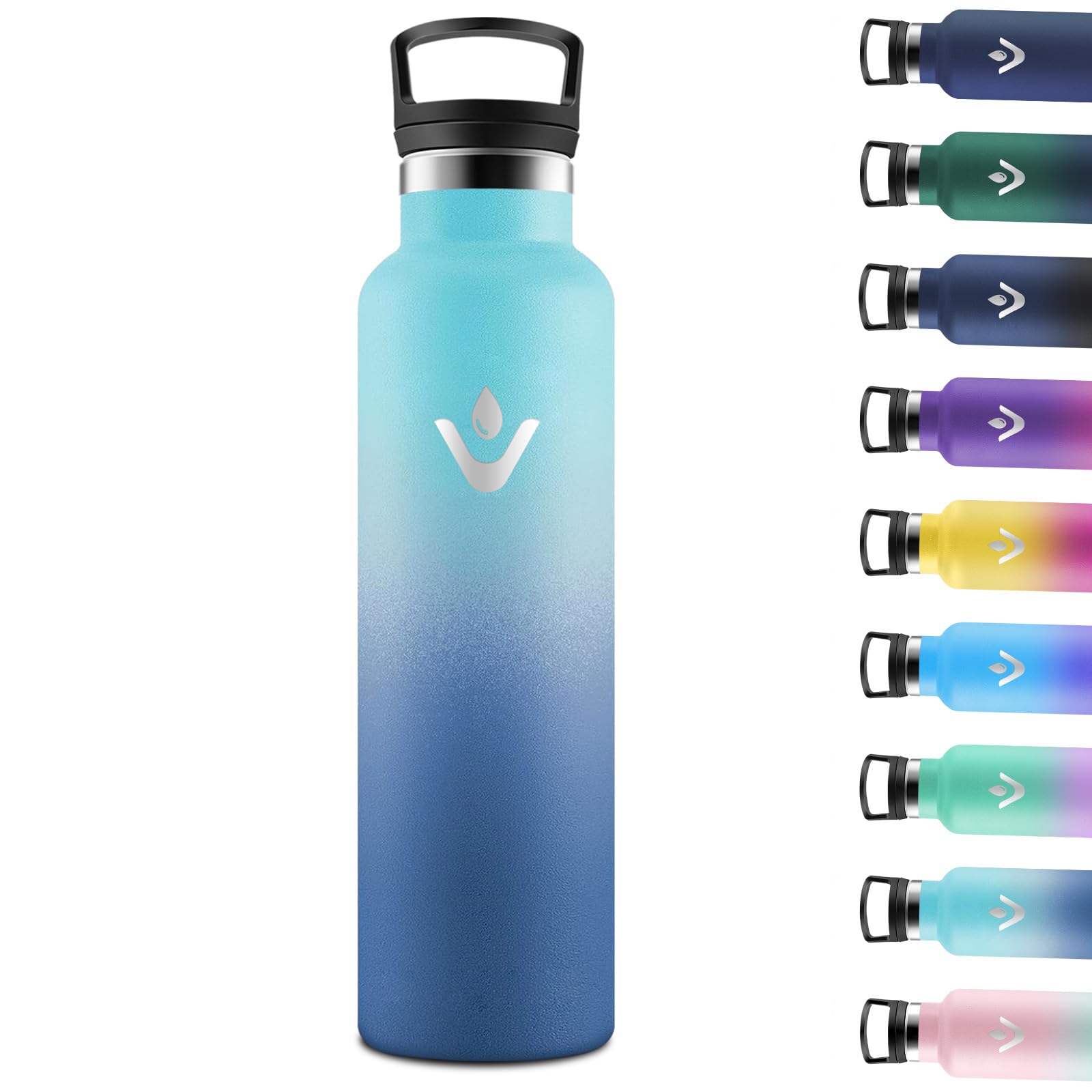 Motswedi Botella agua Termica, 1000ml Doble Aislamiento, Botella Termica 1 litro, Mantener 12H Caliente/24 Frío, Cantimplora, a Prueba de Fugas, Thermoflask, para Viaje, Exterior, Verde & Azul — view 11