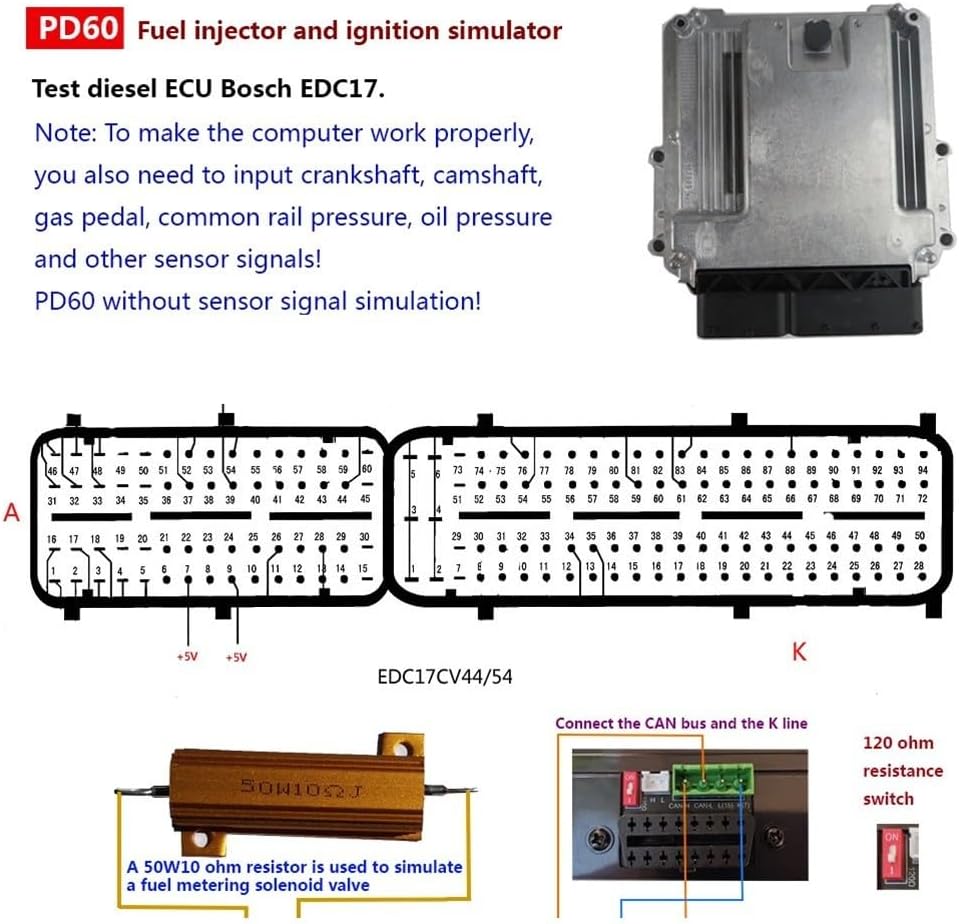 PD60 Fuel Injection Ignition Simulator For ECU Maintenance Platform Test Equipment Supports 12-24V Electromagnetic Diesel Injector Simulation With Voltmeter And Ammeter Functions