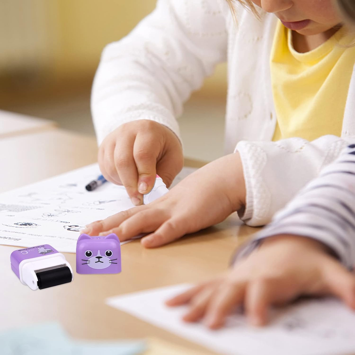 SAYEEC Cute Pencil Erasers, Cartoon Animal Themed Erasers with Cover and Roller, Removal Pencil Eraser Shaving Roller Case Eraser School Office Stationery Supply Party Gift (6 Pack) - Image 6