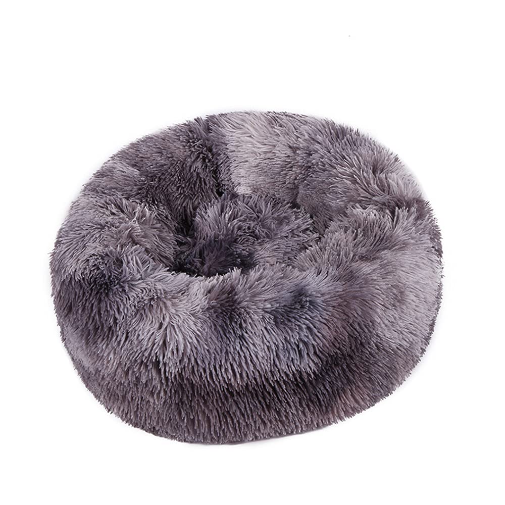 Rundes Donut-Hundebett – Weich, Waschbar, Rutschfest (hellbraun, 40 Cm)