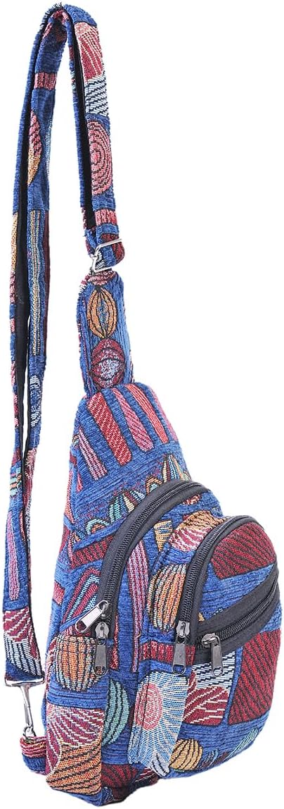 THE COLLECTION ROYAL Himalayan Hemp Cotton Crossbody Hippie Boho Sling Chest Backpack Purse Bag Fanny Pack for Men and Women