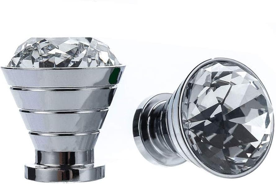 VIBG (5 Pieces) Deluxe Crystal Kitchen Cabinet Door Knobs and Pulls, Modern Drawer Knobs and Handles, Diameter 27mm, Zinc Alloy and K9 Glass Crystal