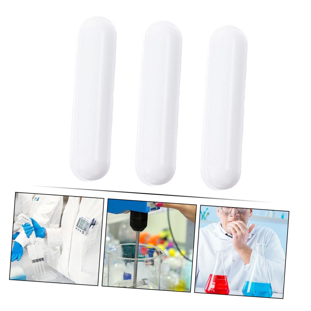 ULTECHNOVO 48piezas Agitador Magnético De Barra De Ptfe Para Laboratorio Herramienta De Mezcla De Alta Temperatura Para Solventes y Reactivos Barra Cilíndrica De Agitación Magnética