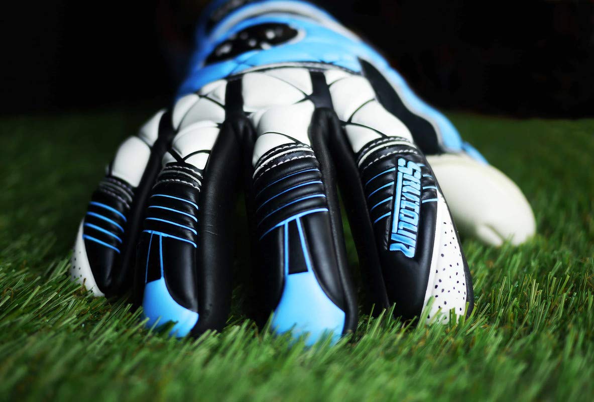 SAVIOUR Gants de gardien de but de football pour enfants, hommes et femmes – Super protection avec forte adhérence pour l'entraînement et les matchs, intérieur et extérieur, bleu, 9