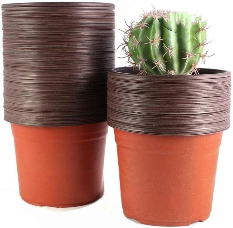 Yontree Plastic Plants Nursery Pots Seed Starting Pots Flower Plant Container Planting Pots 4",100 Pack