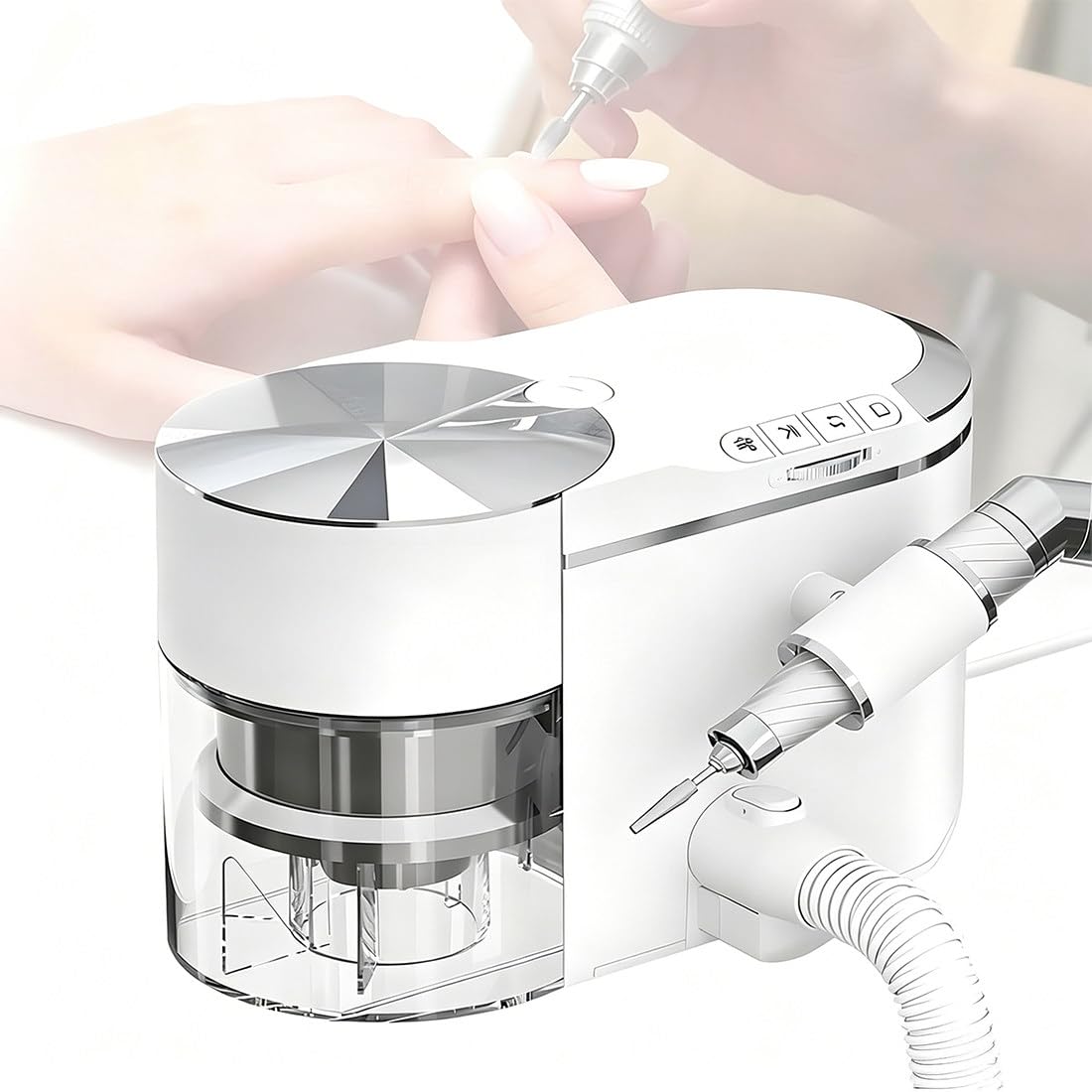 DPDZSW Professional 2-in-1 Nail Dust Collector with 30000RPM Electric Nail Drill, Electric Nail File and Vacuum Cleaner, Nail Salon Nail Dust Extractor, Powerful Suction, Low Noise