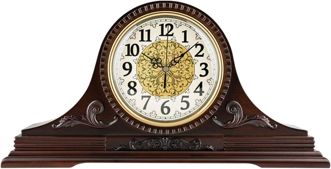 Mantel Clock Silent Wood Shelf Clock Desk Fireplace Mantle Clocks, Wooden Desk Clocks Mantel Clocks ​for Bedroom, Living Room,Home Office