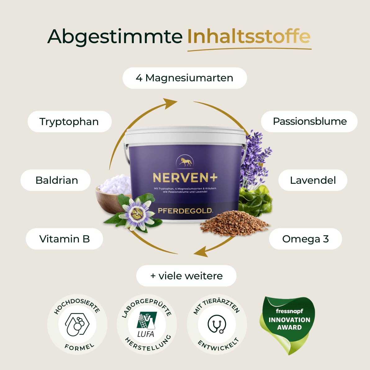 Nerven+ 1,5 kg - Pferde Pellets mit Magnesium & Tryptophan - Unterstützung bei Stress - 100% Natürlich & Melassefrei - Made in Germany