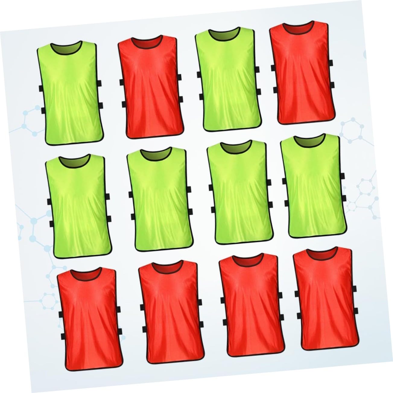 VICASKY Gilets de Football Entraînement pour Garçon Fille et Adultes Sans Manches Polyester Respirant S Lot Mix Fluorescent Vert et Rouge Maillots Équipe