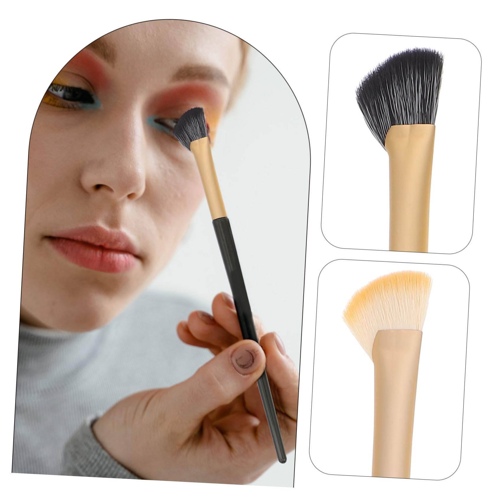 FRCOLOR Elegant Eyeshadow Brush Set Slanted Concealer Brush Angled Eyebrow Brush and Eye Liner Brush 6 Piece Set for Women
