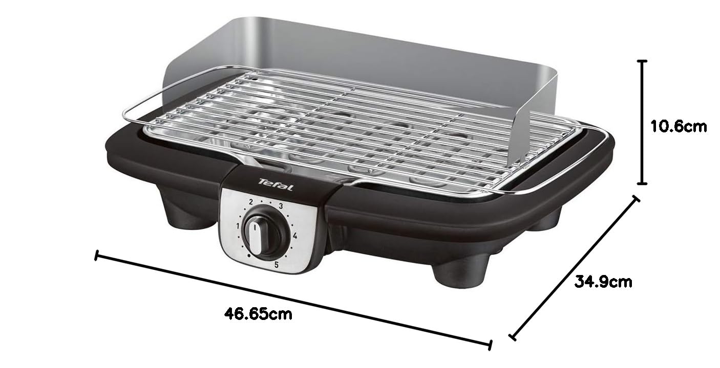 Tefal BG90A810 Easy Grill Grigliatutto, 2300 W, Termostato Regolabile, Vassoio di Raccolta Acqua, Riduzione Odori, acciaio-nero