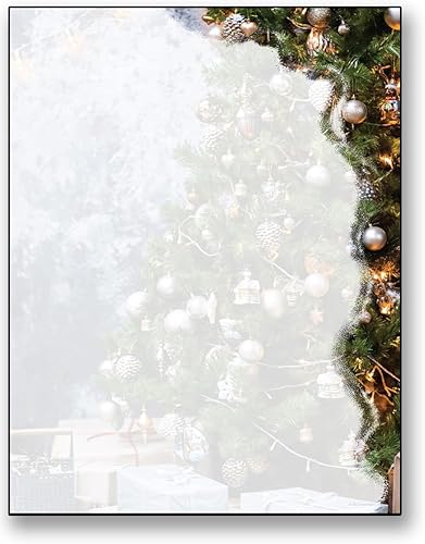 Papel de papelería navideño de esquina navideña, 50 hojas con membrete para eventos de invierno y vacaciones