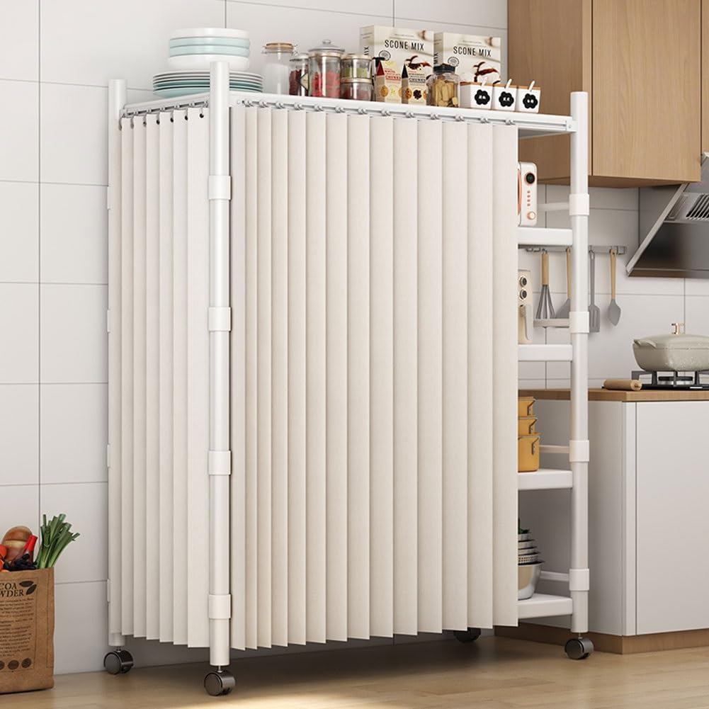 WQPMNYG CucinaKitchen Shelf Curtain Dustproof Cabinet Cover MinimalistDesign with Sliding Guide 70x100 cm/27.6x39.4 in Stylish Home Decor