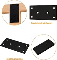 Vista 5 de 4 piezas soportes rectos planos de metal, placa de reparación de acero inoxidable de 5'' x 1.9'' (largo x ancho), soporte de unión de conectores