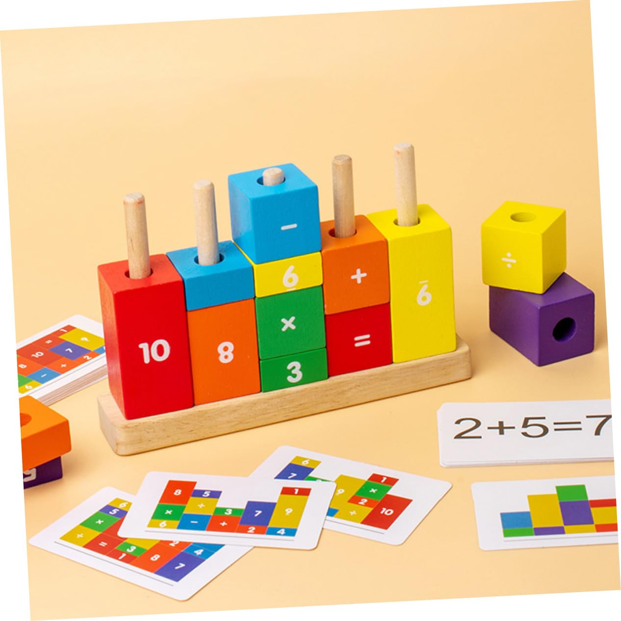 Holz Bausteine für Lernspielzeug Montessori Zahlenrechen Bunte Zahlenblöcke aus Sicherem Material für Vorschulkinder Jahre zur Kognitiven und Mathematikverständnis