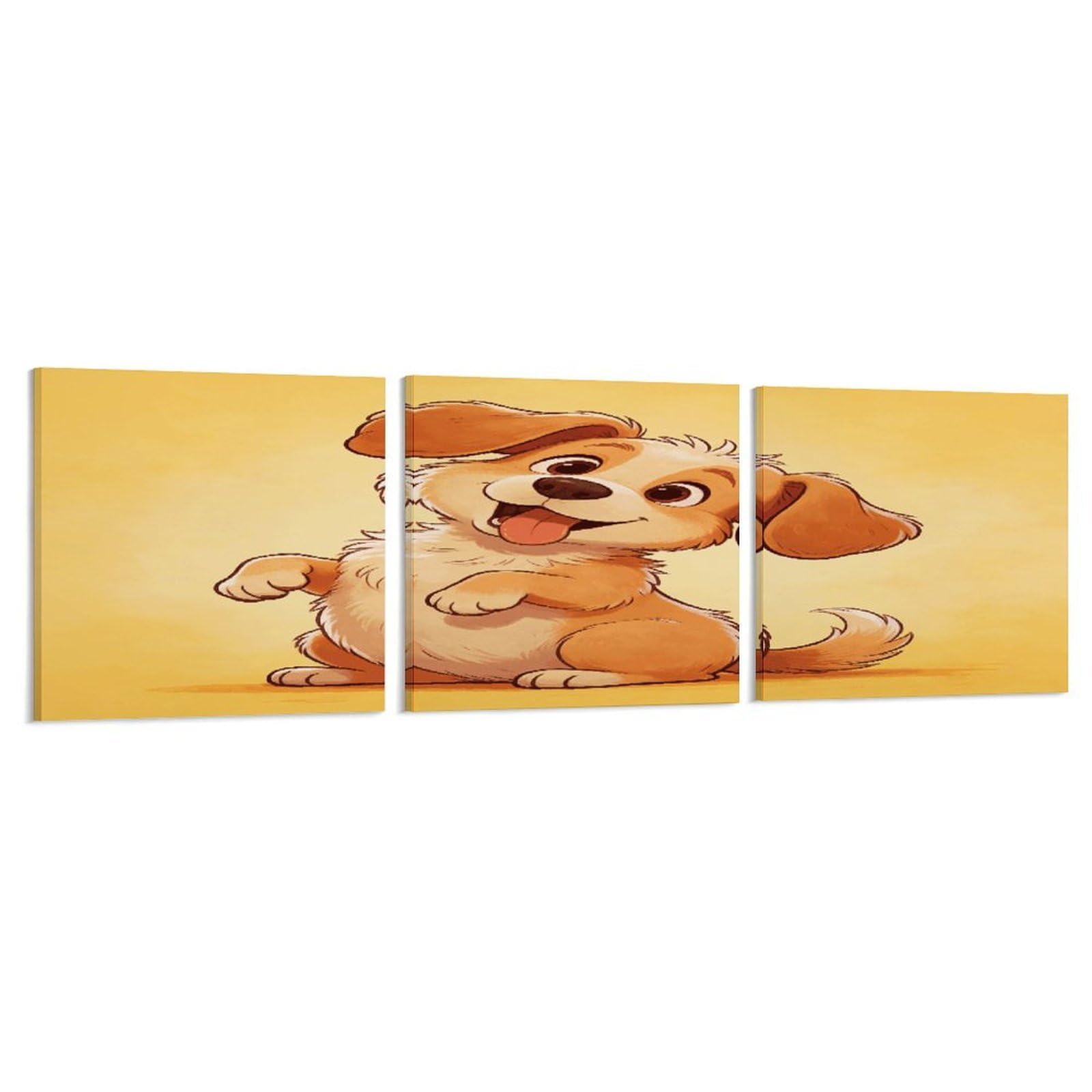 Khauerbc Style Set Of 3 Funny Little Dog Wall Art，Paintings Artwork For Living Room, Hallway, Bedroom, Office Wall Decor For Living Room, Hallway, Bedroom, Office Paintings Artwork 8X8 Inch