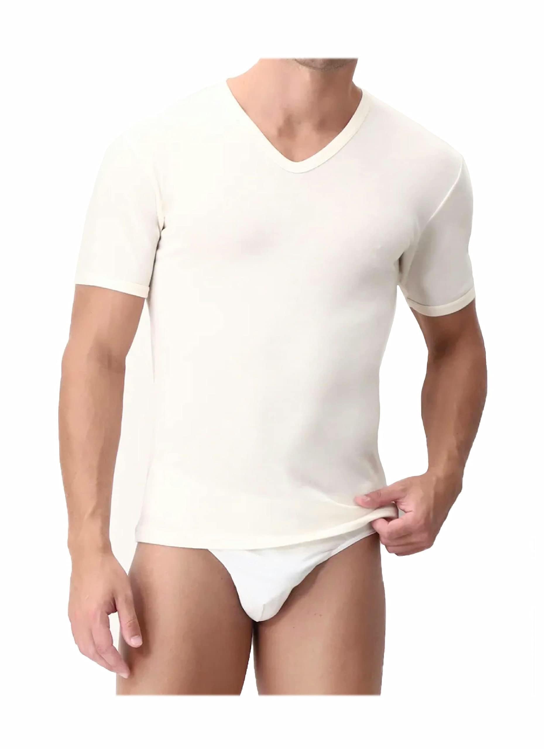 Liabel Maglietta Intima Uomo Lana Cotone 65% Lana 2-3 Pezzi Scollo V Maglia Intima Uomo Termica Invernale 5321