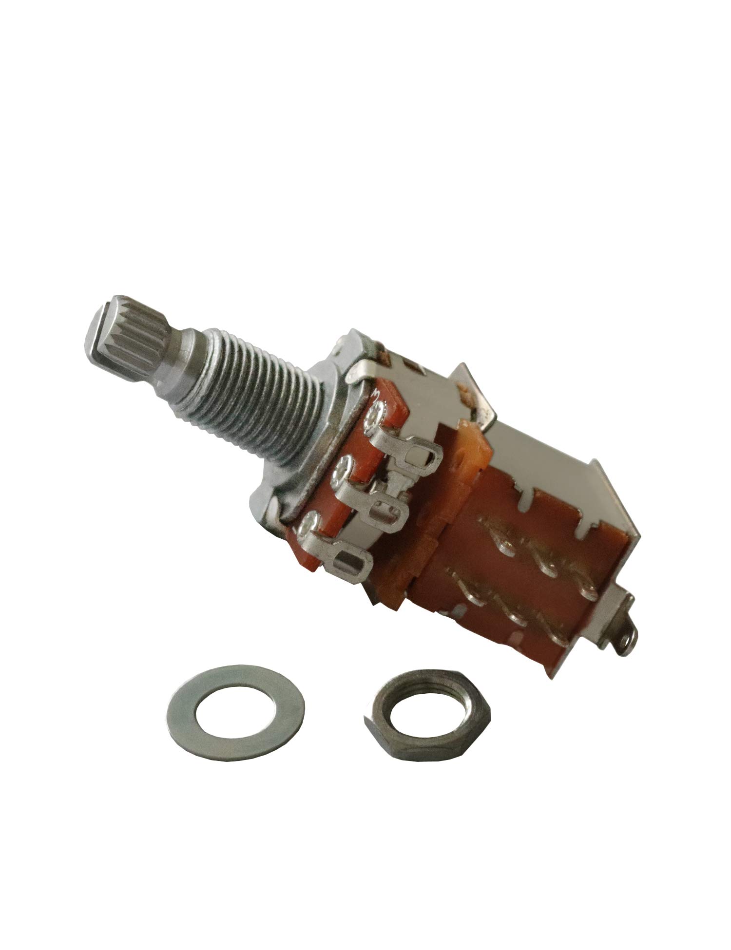 Push Pull Pot DPDT - Potenciómetro de guitarra y bajo, interruptor de control de tono de volumen de audio, eje dividido, 18 mm, con tuercas y arandelas, repuesto de piezas de guitarra B500K.