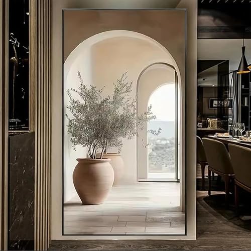 SDVIB Vase and Plant Poster and Prints Modern Abstract Archways Canvas Painting Wall Art Picture for Living Room Home Decor(80x160cm/ Frameless)