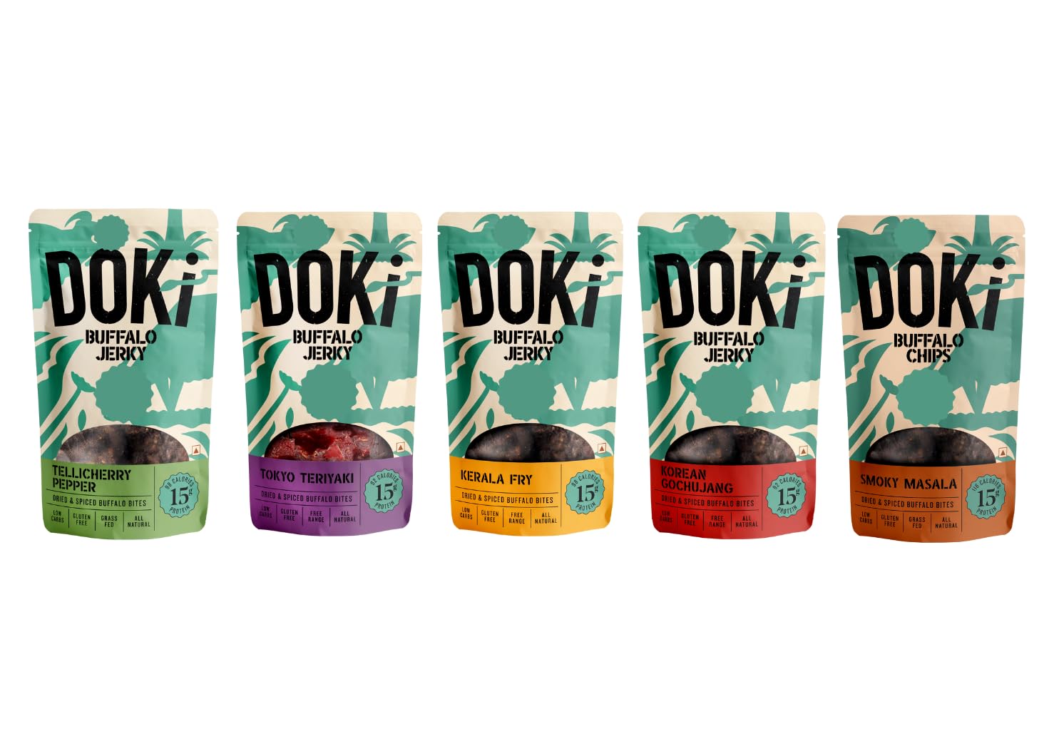 DOKi Buffalo Jerky for Humans (5 Flavours) (High Protein, Low Calorie, All-Natural, Gluten Free, Ready-to-eat meat)) (B0BLVV563H) Amazon Price History, Amazon Price Tracker