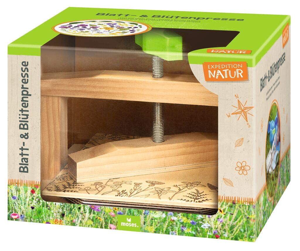 moses. Expedition Natur Leaf and Flower Press, Flower Press for Children, Wooden Plant Press for Preserving Flowers and Leaves, Wood, Green, Medium