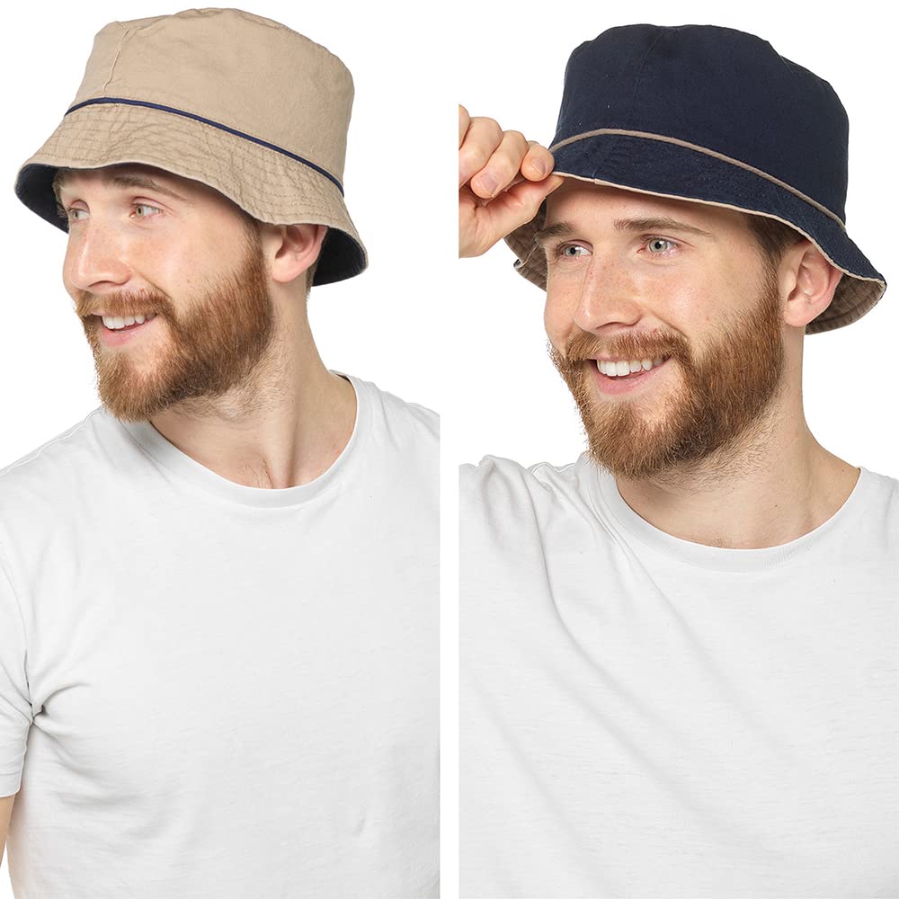 Undercover Men's Navy/Beige Reversible Bucket Hat Gl824 M/L