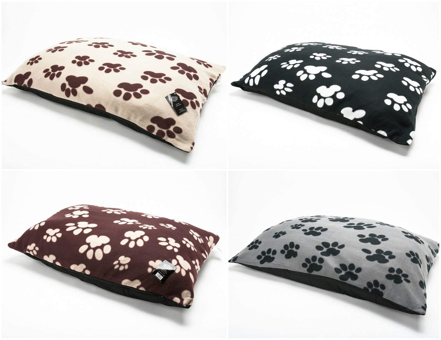 Voice7 Pack-1 Large Fleece Dog Bed Pillow [Cover + Inner Cushion] Soft and Warm Washable Zipped Cushions Filled with Pure Polyester (1 Pack Random Design, 39 x 29 inches)