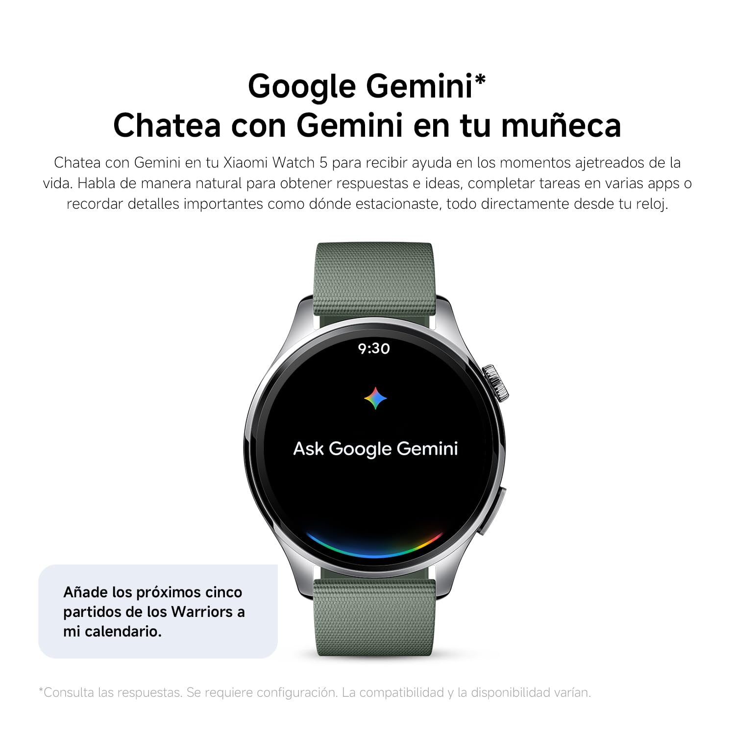 XIAOMI Watch 5 Smartwatch 47 mm, Google Wear OS, pagos NFC, AI con Gemini, Pantalla de 1,54”, hasta 6 días de autonomía, GPS y Seguimiento Fitness, Bluetooth, Solo para Android, Verde