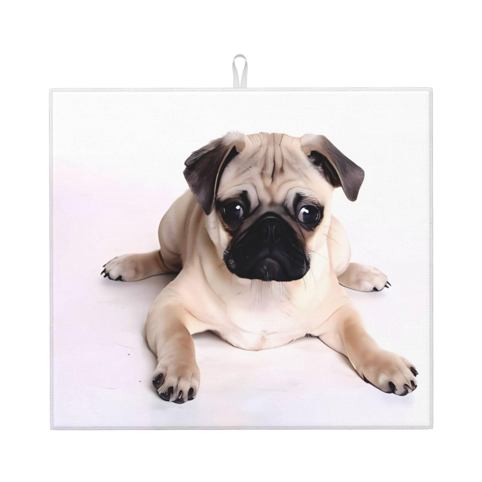 WHJSHOP Dog Prints Kitchen Drying Mat – Absorbent Dish Throw for Countertops, Quick-Dry Non-Slip Layer with Colorful Prints, Ideal Housewarming Gift