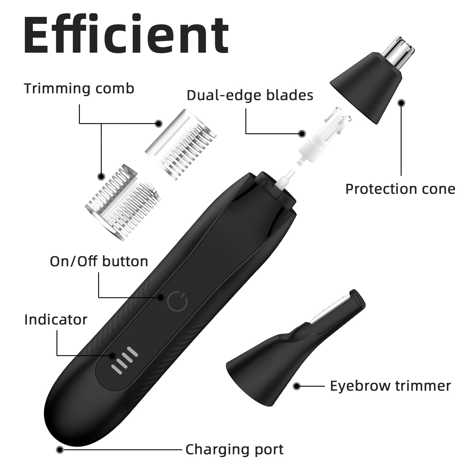 Nasenhaartrimmer, Wiederaufladbar Nasenhaarschneider 2 in 1 Set,Ohrhaarschneider mit Doppelschneideklingen Professioneller schmerzfreier Augenbrauen und esichtshaartrimmer