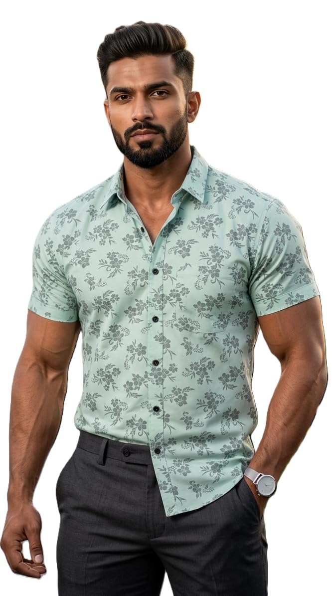 VK Erica Men's Floral Print Casual Half Sleeves Shirt-picture-11